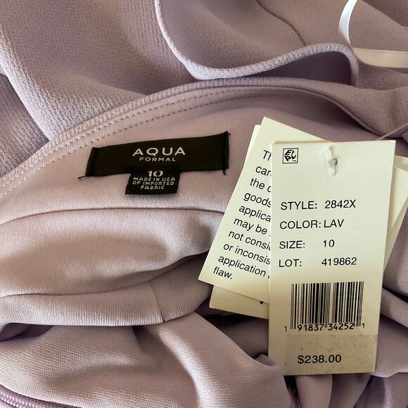 Backless High-Low Sheath Cocktail Dress Size 10 Purple Ruffled Halter by AQUA - Picture 10 of 14